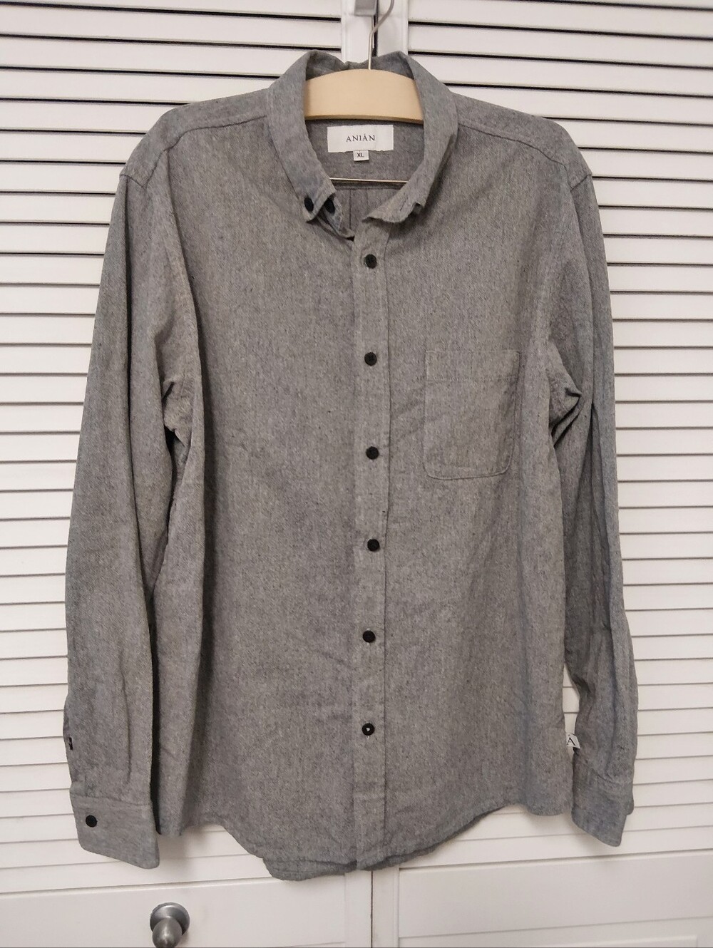 Anian Gray Linen Blend Casual Button-Down Shirt(see Description For Sizing)